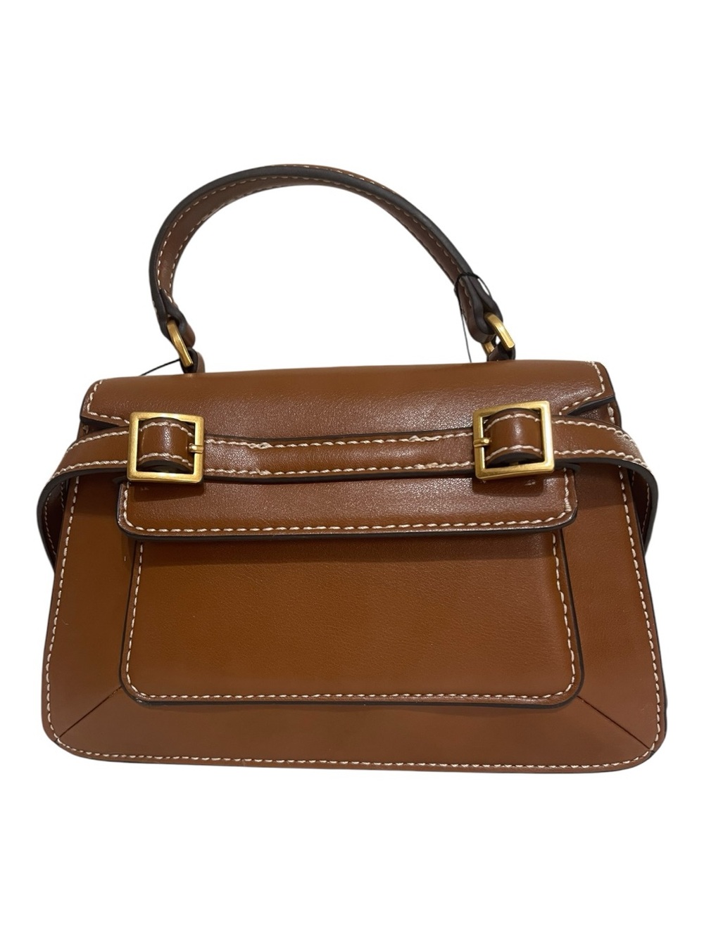 ZARA Mini City Buckle Crossbody Satchel Camel Brown Top Handle NWT - Picture 9 of 10